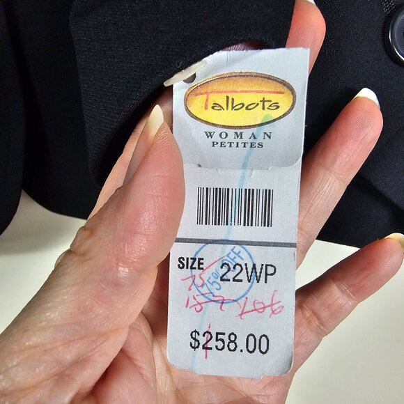 Talbots Wool Stretch Blazer 22WP Black 4 Button Lined Cropped Quiet Luxury NWT - Picture 7 of 11